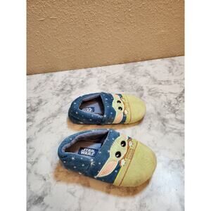 Star Wars The Mandalorian Baby‎ Yoda Blue Green Comfort Slippers Size 9/10 Kids